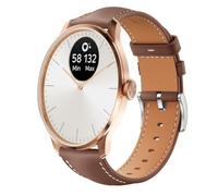 QJONSIU Bracelet Compatible avec Withings ScanWatch Light, Respirant Souple Remplacement Strap en Cuir, Réglable-Brun