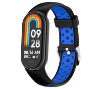 QJONSIU Bracelet Compatible avec Xiaomi Smart Band 10, Respirant Bicolore Bracelet en Silicone Souple-Noir/Bleu