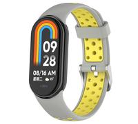QJONSIU Bracelet Compatible avec Xiaomi Smart Band 10, Respirant Bicolore Bracelet en Silicone Souple-Gris/Jaune