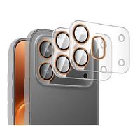 QJONSIU Caméra Arrière Protecteur Compatible avec Honor 600 Pro, 2 Pack Film de Protection HD, Anneau en Alliage D'aluminium, Anti rayures-Orange