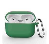 QJONSIU Coque Compatible avec Airpods Pro 3 2025, Protection Coque en Silicone Souple Case avec Mousqueton-Vert