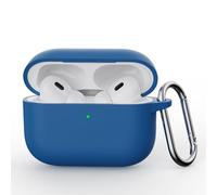 QJONSIU Coque Compatible avec Airpods Pro 3 2025, Protection Coque en Silicone Souple Case avec Mousqueton-Bleu