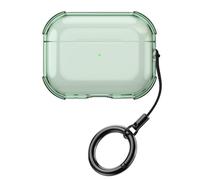 QJONSIU Coque Compatible avec Airpods Pro 3, Anti-Rayures Transparent Souple TPU Protection Case avec Mousqueton, Antiperte-Vert