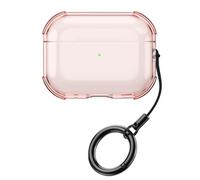 QJONSIU Coque Compatible avec Airpods Pro 3, Anti-Rayures Transparent Souple TPU Protection Case avec Mousqueton, Antiperte-Rose