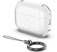 QJONSIU Coque Compatible avec Airpods Pro 3, Anti-Rayures Transparent Souple TPU Protection Case avec Mousqueton, Antiperte-Transparent