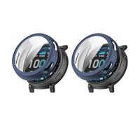 QJONSIU Coque Compatible avec Amazfit Active Max avec Protection D'écran, 2 Pack Anti-rayures Coque de Protection en TPU Souple-Bleu