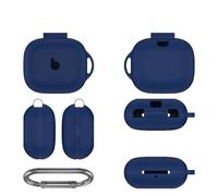 QJONSIU Coque Compatible avec Beats Powerbeats Pro 2, Antichoc Robuste Souple Silicone Protection avec Mousqueton, Protection Intégrale du Corps-Bleu
