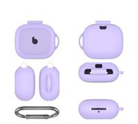 QJONSIU Coque Compatible avec Beats Powerbeats Pro 2, Antichoc Robuste Souple Silicone Protection avec Mousqueton, Protection Intégrale du Corps-Mauve