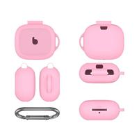 QJONSIU Coque Compatible avec Beats Powerbeats Pro 2, Antichoc Robuste Souple Silicone Protection avec Mousqueton, Protection Intégrale du Corps-Rose