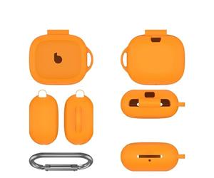 QJONSIU Coque Compatible avec Beats Powerbeats Pro 2, Antichoc Robuste Souple Silicone Protection avec Mousqueton, Protection Intégrale du Corps-Orange