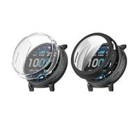 QJONSIU Coque Compatible avec Garmin Forerunner 170 avec Protection D'écran, 2 Pack Anti-Rayures Coque de Protection en TPU Souple-Noir Transparent