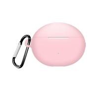QJONSIU Coque Compatible avec Huawei FreeBuds 7i, Protection Coque en Silicone Souple Case avec Mousqueton-Rose