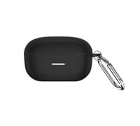 QJONSIU Coque Compatible avec JBL Endurance Race, Antichoc Robuste Souple Silicone Protection avec Mousqueton, Protection Intégrale du Corps-Noir