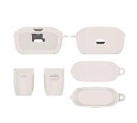QJONSIU Coque Compatible avec JBL Vibe Buds, Antichoc Robuste Souple Silicone Protection avec Mousqueton, Protection Intégrale du Corps-Blanc Ivoire