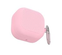 QJONSIU Coque Compatible avec Samsung Galaxy Buds 4/4 Pro, Antichoc Robuste Souple Silicone Protection avec Mousqueton, Protection Intégrale du Corps-Rose