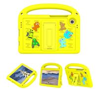 QJONSIU Coque Compatible avec Samsung Galaxy Tab A11, PC Anti-Rayures Protecteur, Stand Feature Antichoc Étui avec Poignée-Jaune