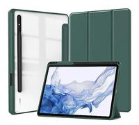 QJONSIU Coque Compatible avec Samsung Galaxy Tab S11 Ultra, Stand Feature Étui Intelligent en TPU Souple, Anti-Rayures Acrylique Clair Protecteur Case-Vert