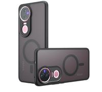 QJONSIU Coque Compatible avec Vivo V50, Compatible avec MagSafe, Protection Airbag, Ultra-Fin PC Anti-Rayures Translucide Mat Case-Noir