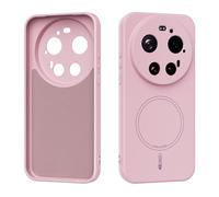 QJONSIU Coque Compatible avec Xiaomi 17 Ultra, Compatible avec MagSafe, Ultra-Fin Silicone Liquide Antichoc Souple Case-Rose