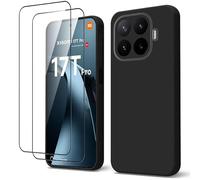 QJONSIU Coque Compatible avec Xiaomi 17T Pro, Protection Airbag, Ultra-Fin Souple TPU Cover avec 2 Pack Protecteur D'écran-Noir