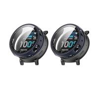 QJONSIU Coque PC Dur Compatible avec Amazfit Active Max avec Verre Trempé Film, 2 Pack Coque de Protection Anti-rayures-Bleu