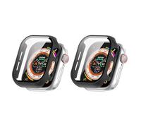 QJONSIU Coque PC Dur Compatible avec Apple Watch SE 3 40mm avec Verre Trempé Film, 2 Pack Coque de Protection Anti-Rayures-Noir