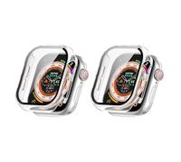 QJONSIU Coque PC Dur Compatible avec Apple Watch SE 3 40mm avec Verre Trempé Film, 2 Pack Coque de Protection Anti-Rayures-Transparent