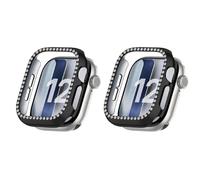 QJONSIU Coque PC Dur Compatible avec Apple Watch Series 12 47mm, 2 Pack Anti-Rayures Protection Case, Bling Diamond -Black