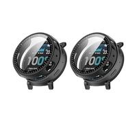 QJONSIU Coque PC Dur Compatible avec Garmin Forerunner 170 avec Verre Trempé Film, 2 Pack Coque de Protection Anti-Rayures-Noir