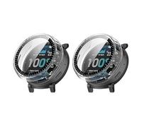 QJONSIU Coque PC Dur Compatible avec Garmin Forerunner 170 avec Verre Trempé Film, 2 Pack Coque de Protection Anti-Rayures-Transparent