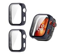 QJONSIU Coque PC Dur Compatible avec Huawei Watch Fit 4 Pro avec Verre Trempé Film, 2 Pack Coque de Protection Anti-Rayures-Bleu