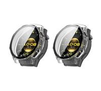 QJONSIU Coque PC Dur Compatible avec Huawei Watch GT 6 Pro avec Verre Trempé Film, 2 Pack Coque de Protection Anti-Rayures-Transparent