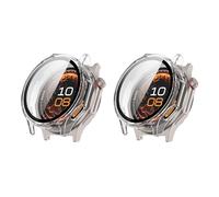 QJONSIU Coque PC Dur Compatible avec Oneplus Watch 4/Oppo Watch X3 avec Verre Trempé Film, 2 Pack Coque de Protection Anti-Rayures-Transparent