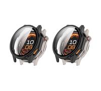 QJONSIU Coque PC Dur Compatible avec Oneplus Watch 4/Oppo Watch X3 avec Verre Trempé Film, 2 Pack Coque de Protection Anti-Rayures-Noir