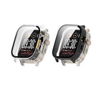 QJONSIU Coque PC Dur Compatible avec Realme Watch 5 avec Verre Trempé Film, 2 Pack Coque de Protection Anti-Rayures-Noir Transparent