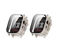 QJONSIU Coque PC Dur Compatible avec Realme Watch 5 avec Verre Trempé Film, 2 Pack Coque de Protection Anti-Rayures-Blanche