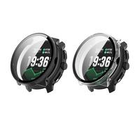 QJONSIU Coque PC Dur Compatible avec Suunto Race 2 avec Verre Trempé Film, Coque de Protection Anti-Rayures-Noir Transparent
