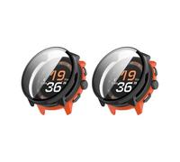 QJONSIU Coque PC Dur Compatible avec Suunto Run avec Verre Trempé Film, 2 Pack Coque de Protection Anti-Rayures-Noir