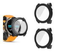 QJONSIU Coque PC Dur pour Garmin Fenix 8 51mm avec Verre Trempé, [2-Pack] Coque de Protection Anti-Rayures Compatible avec Garmin Fenix 8 51mm-Noir