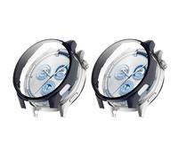 QJONSIU Coque PC Dur pour Huawei Watch GT 5 46mm avec Verre Trempé, [2-Pack] Coque de Protection Anti-Rayures Compatible avec Huawei Watch GT 5 46mm-Bleu