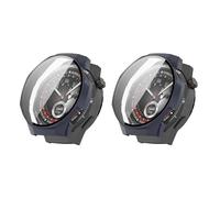 QJONSIU Coque PC Dur pour Huawei Watch GT 5 Pro 46mm avec Verre Trempé, [2-Pack] Coque de Protection Anti-Rayures Compatible avec Huawei Watch GT 5 Pro 46mm-Bleu