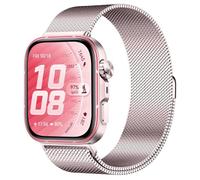 QJONSIU Strap Compatible with Huawei Watch Fit 5/Fit 5 Pro, Stainless Steel Metal Replacement Mesh Band, Adjustable Magnetic Clasp-Pink