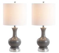 QJRGUY 21,5" Table Lamp Minimaliste Moderne avec Tige de Broyage Plaque Lampe Gris Métal LED Set De 2 Pièces pour Chambre, Bureau Livre à Range (Coral Feuilleau/Or Doré)