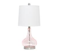 QJRGUY 23,25 pouces Lampre de couleur moderne en verre avec ombrière en tissu blanc - table de nuit, étagère de chambre, pièce à vivre. Idéal pour des chambres d'hôtel, des dortoirs, des bureaux (Vert