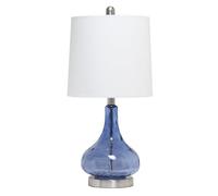 QJRGUY 23,25 pouces Lampre de couleur moderne en verre avec ombrière en tissu blanc - table de nuit, étagère de chambre, pièce à vivre. Idéal pour des chambres d'hôtel, des dortoirs, des bureaux (Vert