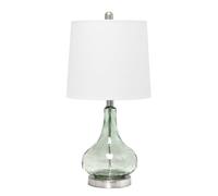 QJRGUY 23,25 pouces Lampre de couleur moderne en verre avec ombrière en tissu blanc - table de nuit, étagère de chambre, pièce à vivre. Idéal pour des chambres d'hôtel, des dortoirs, des bureaux (Vert