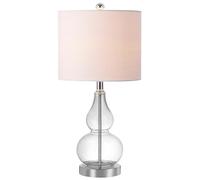 QJRGUY Lamp de Table Modernisée avec Dôme en Verre Tissu Linen, Style Élégant pour Chambre à Coucher Salle à Manger (Transparent)
