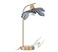 QJRGUY Lampe de Table Écarlate en Verre Moyen Âge avec Controle à Presse pour Chambres de Béton, Bureau Office (Bleu)