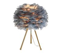 QJRGUY Lampe Table Plumes Modernes 15,3 Pouces avec Support métal Finition en Or pour Le Chambre, décoration de Salle des Filles adaptée Salon, dortoir, au Bureau, (Gris)