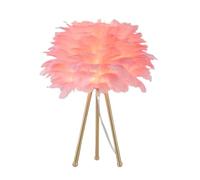 QJRGUY Lampe Table Plumes Modernes 15,3 Pouces avec Support métal Finition en Or pour Le Chambre, décoration de Salle des Filles adaptée Salon, dortoir, au Bureau, (Rose)
